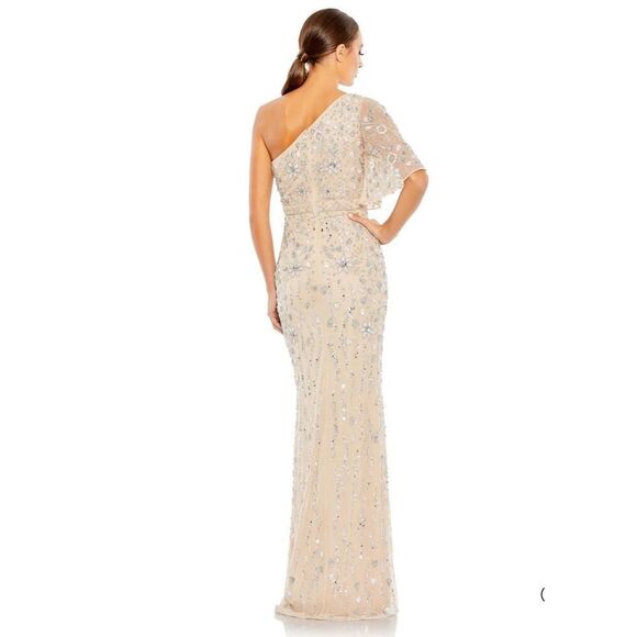 Mac Duggal Embellished One Shoulder Draped Gown 93635 Ivory Size 10 Nwt - Picture 11 of 11